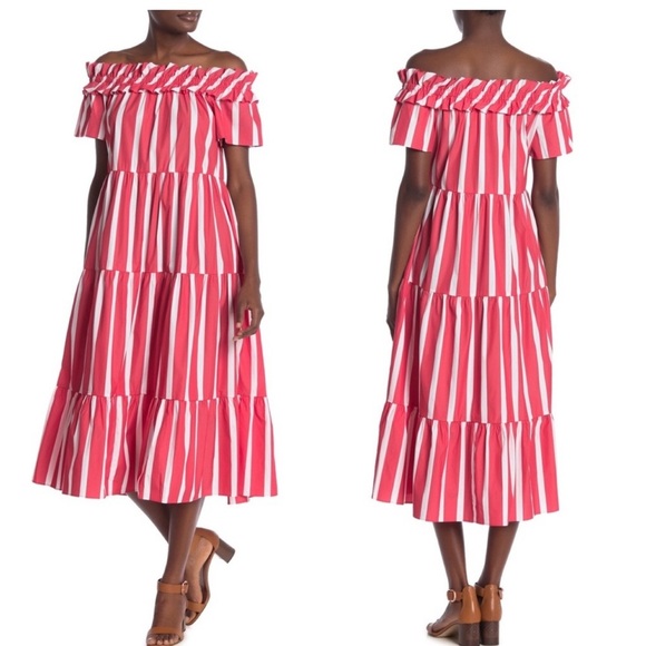 NWT TRINA TURK | Cattleya Tiered Striped Dress medium - Picture 2 of 4